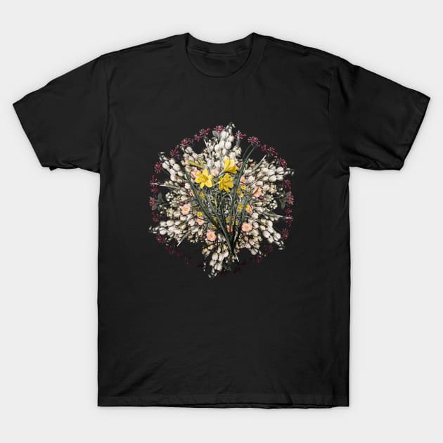 Vintage Daylily Flower Wreath T-Shirt by Holy Rock Design